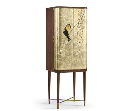 Handpainted on Light Gold Foil Drinks Cabinet