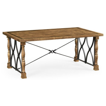 Small English Brown Oak & Iron Coffee Table