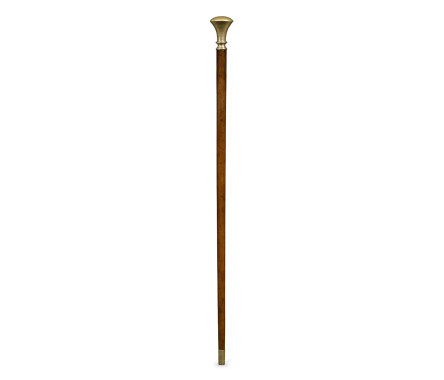Mahogany Walking Stick with Brass Pommel Topper