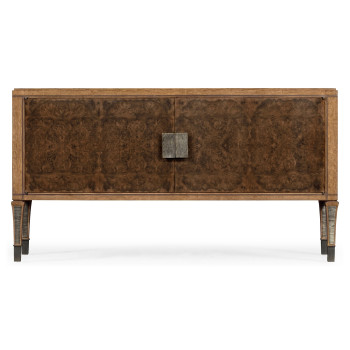 Large Rectangular English Brown Oak & Dark Brown Burl Walnut Buffet