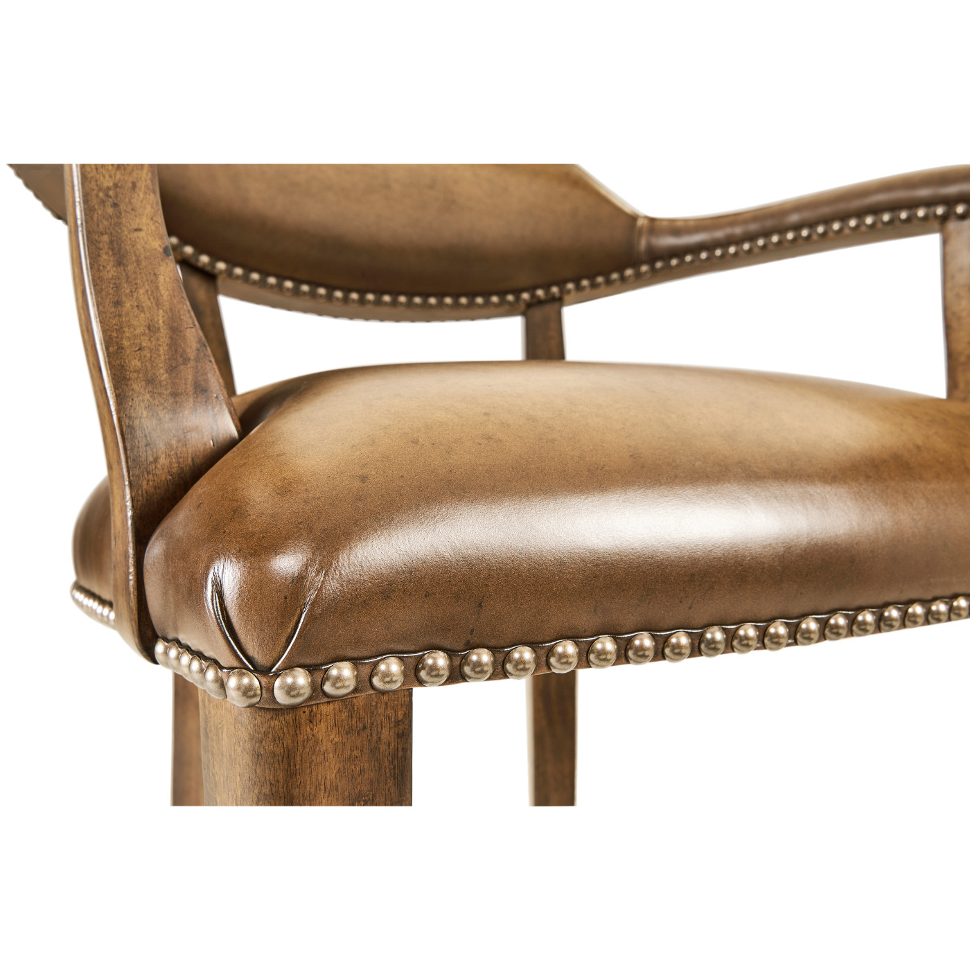 Walnut Upholstered Library Bar Stool