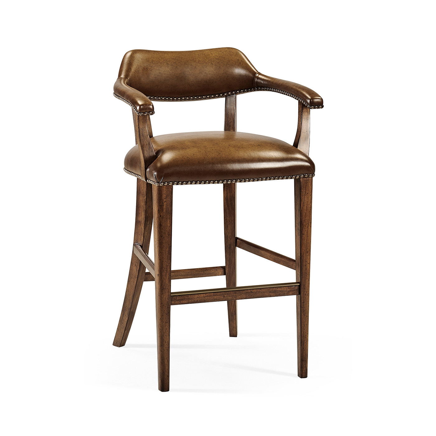 Walnut Upholstered Library Bar Stool