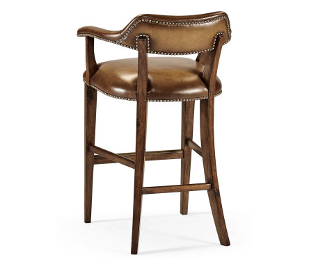 Walnut Upholstered Library Bar Stool