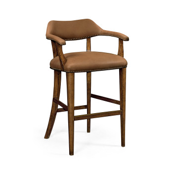 Walnut Upholstered Library Bar Stool