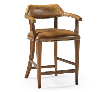 Walnut Upholstered Library Counter Stool