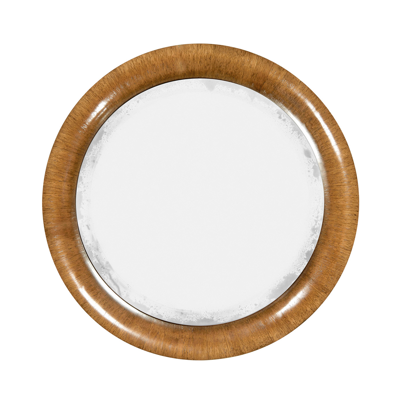 Round Charcoal & Walnut End Table with Antique Mirror Top