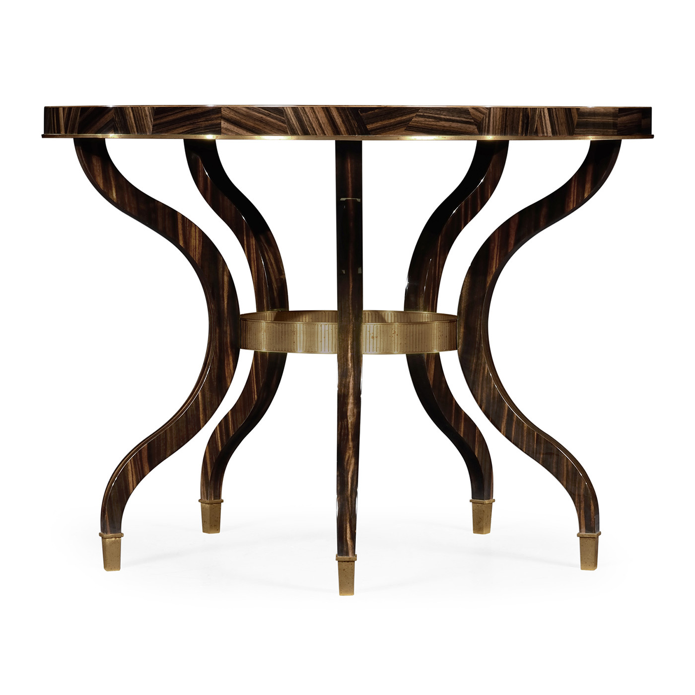 Round Natural Macassar Ebony & Brass Centre Table