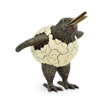 Antique Dark Bronze Kiwi in Broken Eggshell