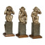 Three Antique Light Brown Brass Wise Monkeys