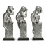 Three White Stainless Steel Wise Monkeys