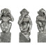 Three White Stainless Steel Wise Monkeys