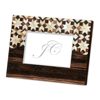 Horizontal Macassar Ebony & Mother of Pearl Mosaic Picture Frame (5