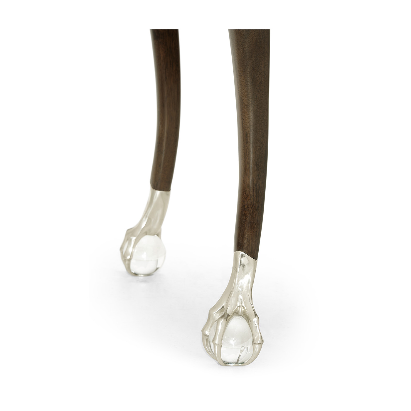 Large Brown Mahogany Console Table with Cabriole Legs & White Brass Claw Feet