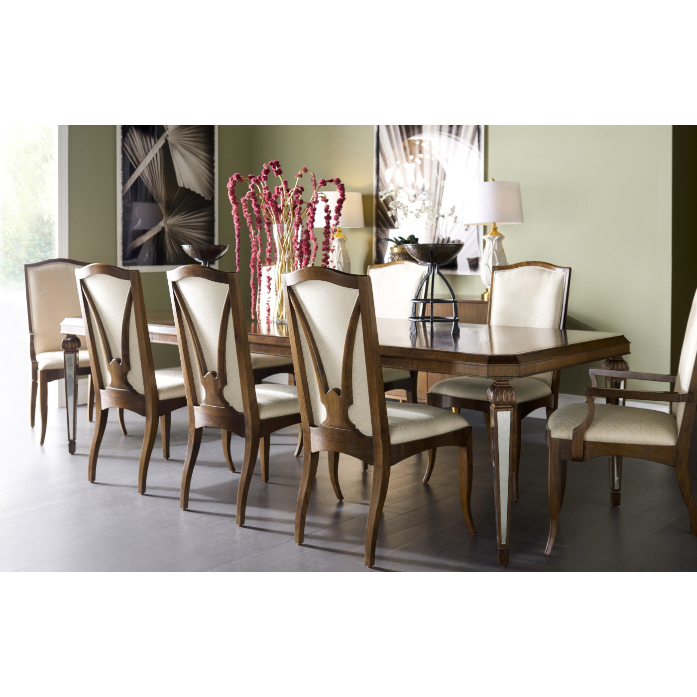 Berkley Walnut & Antique Mirror Dining Table 72