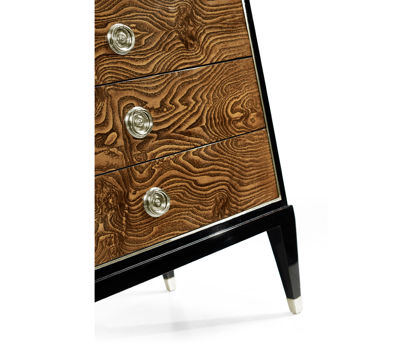 Madison Piano Black & Amber Ash Burl Nightstand