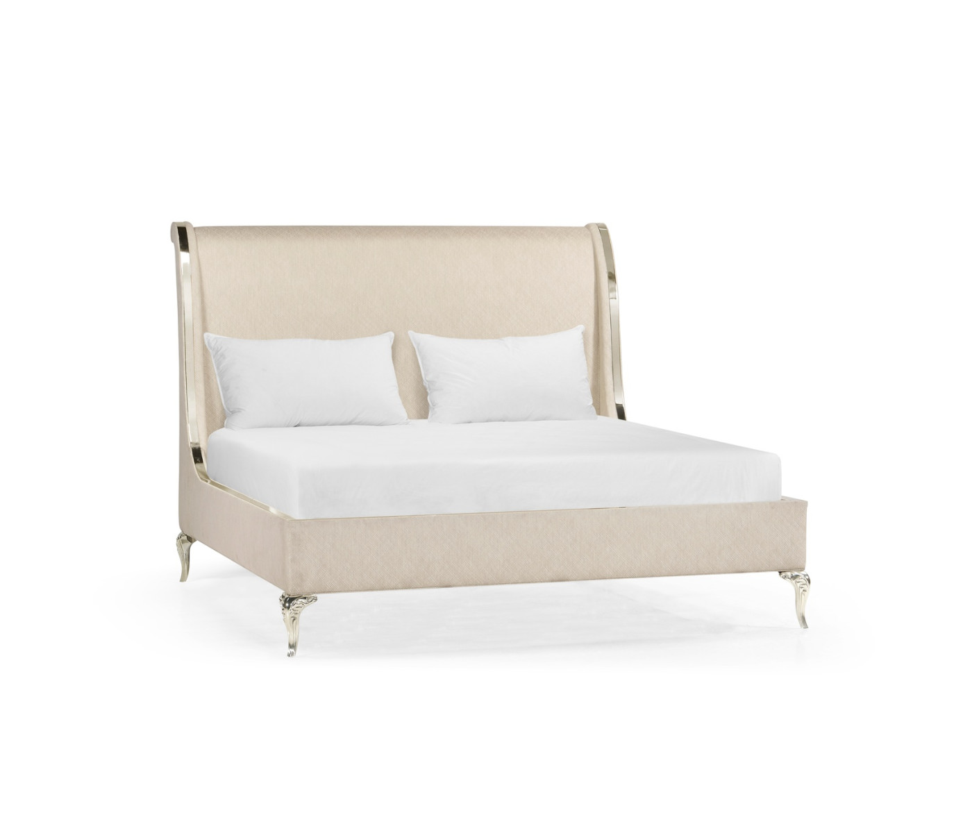 Rivoli White Stainless Steel Cali King Bed