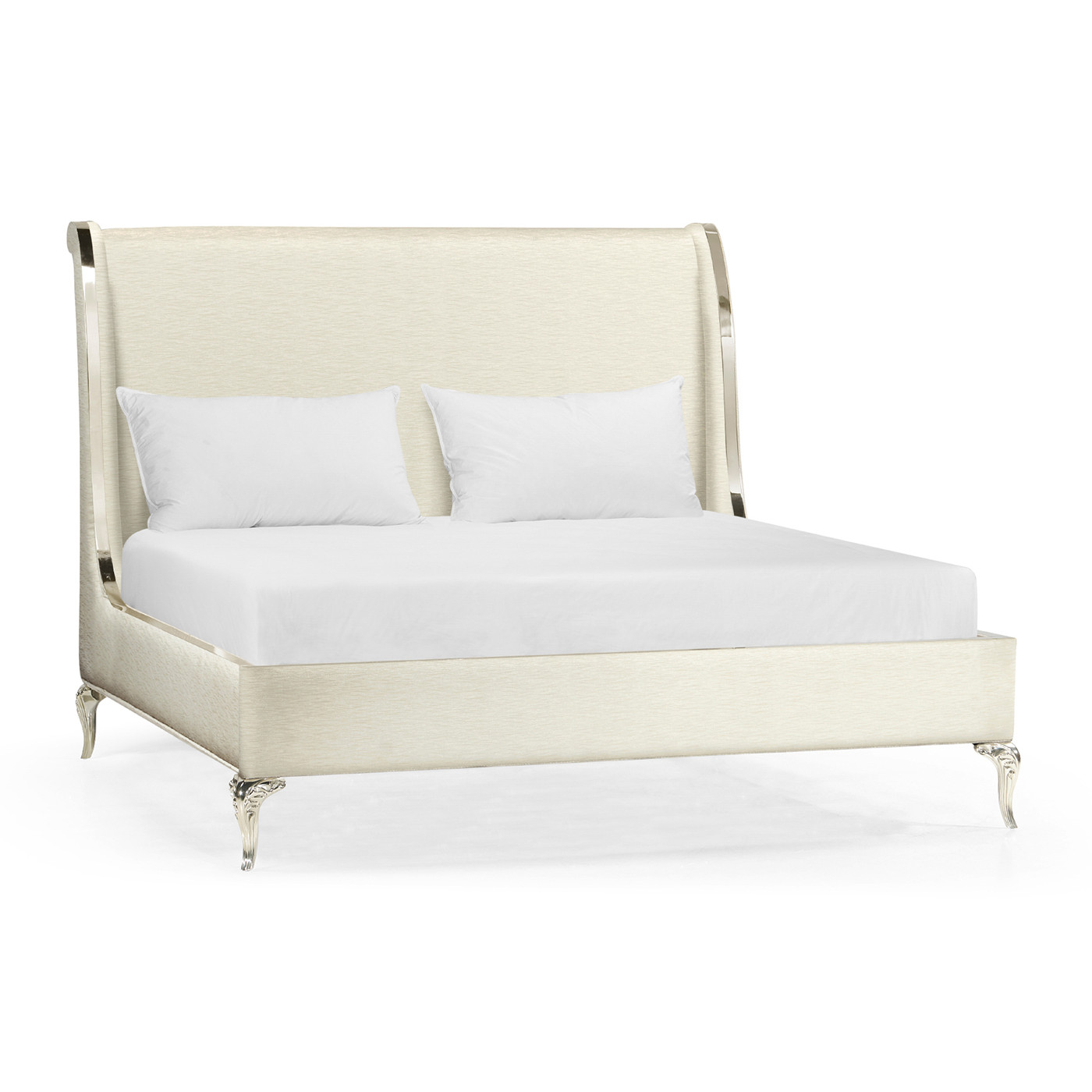 Rivoli White Stainless Steel Cali King Bed