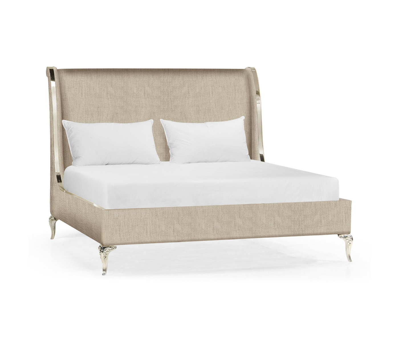 Rivoli White Stainless Steel Cali King Bed