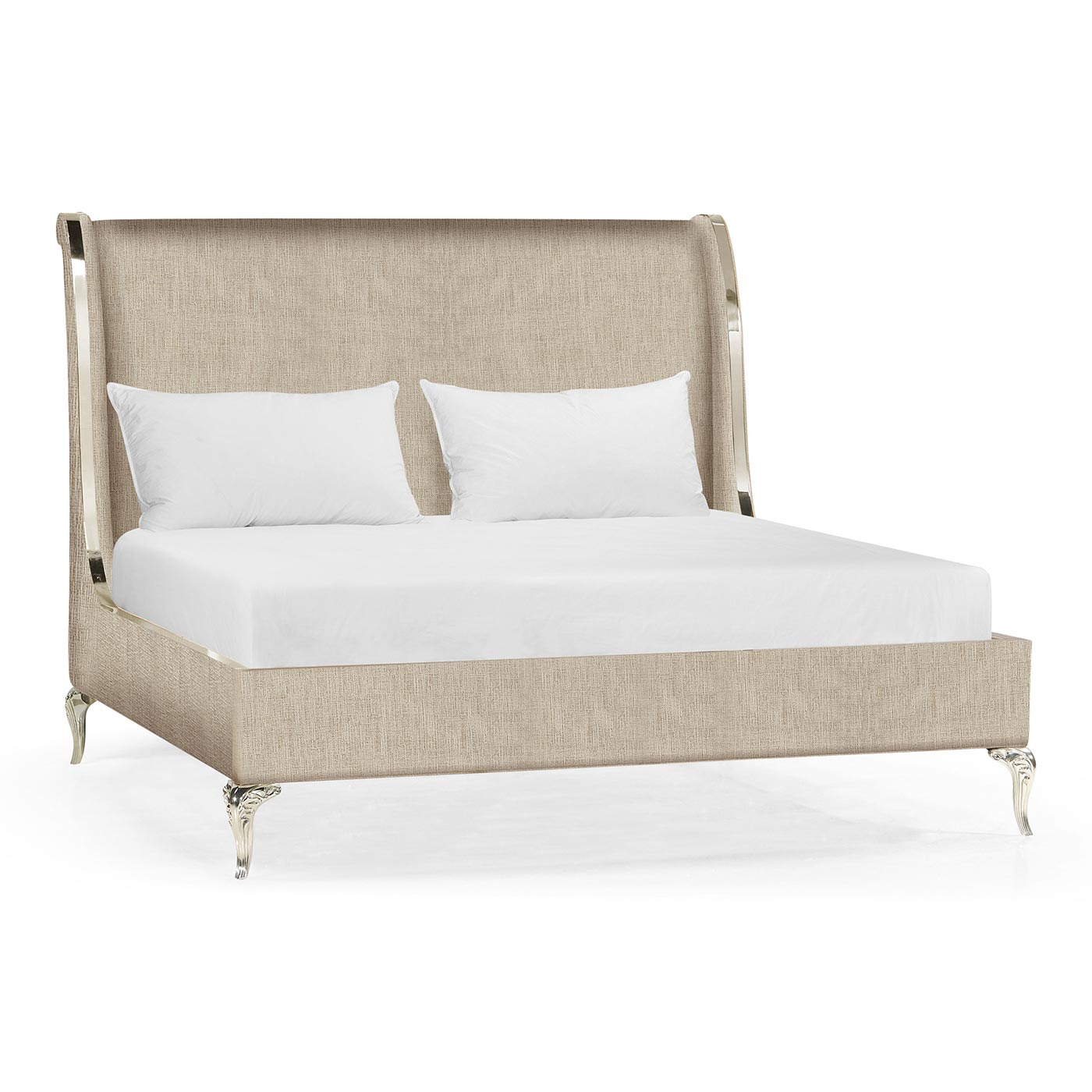 Rivoli White Stainless Steel UK Queen Bed