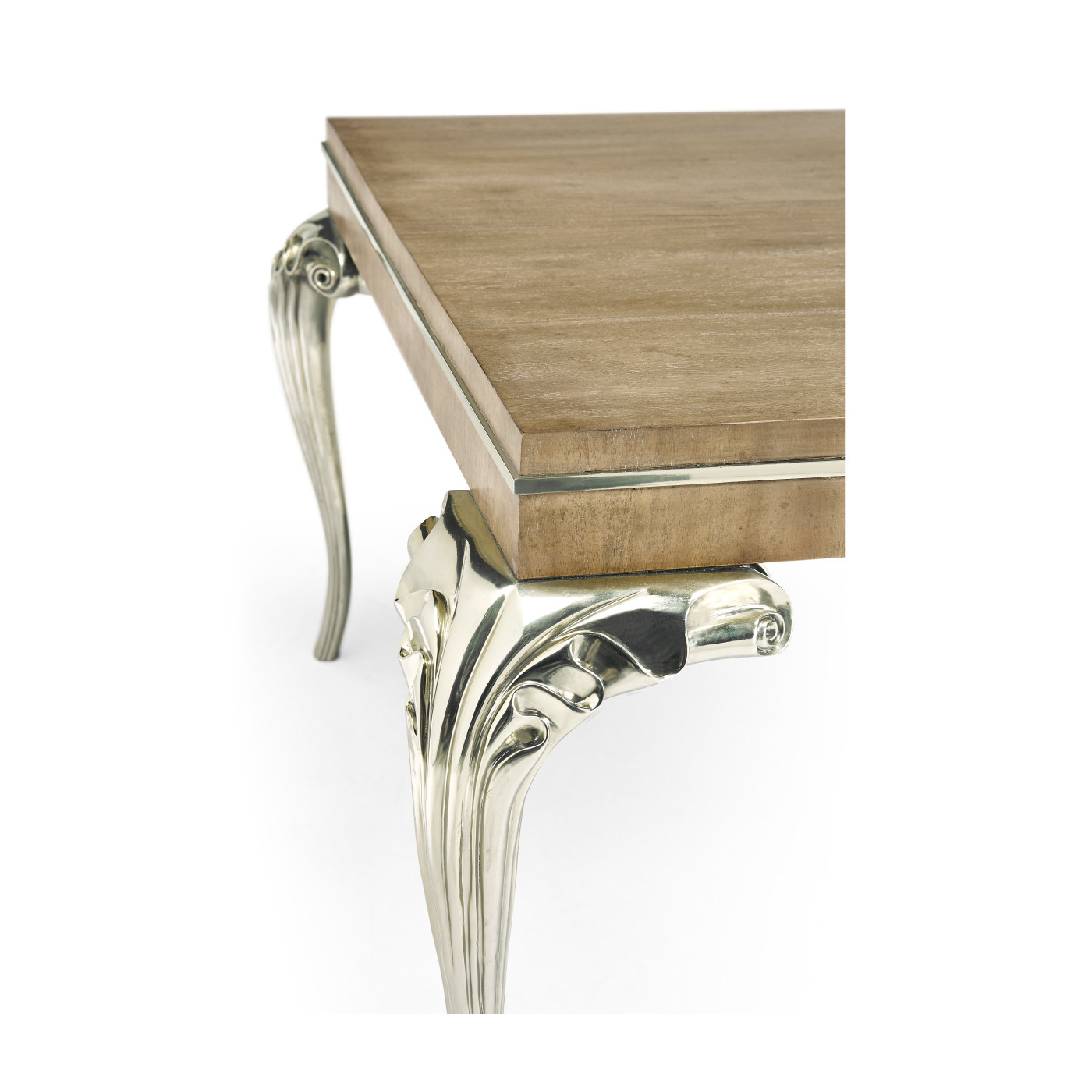 Rectangular Rivoli Walnut & White Stainless Steel Cocktail Table