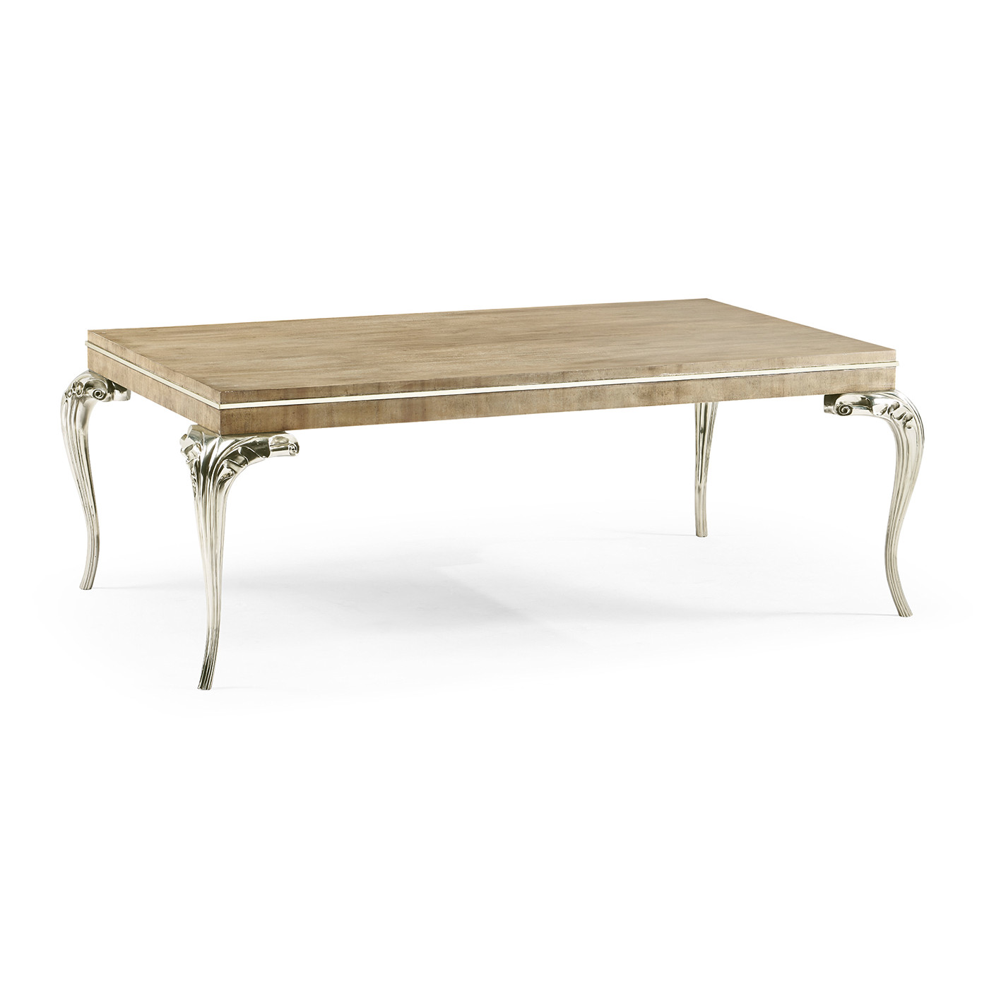 Rectangular Rivoli Walnut & White Stainless Steel Cocktail Table