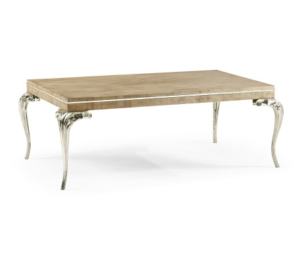 Rectangular Rivoli Walnut & White Stainless Steel Cocktail Table