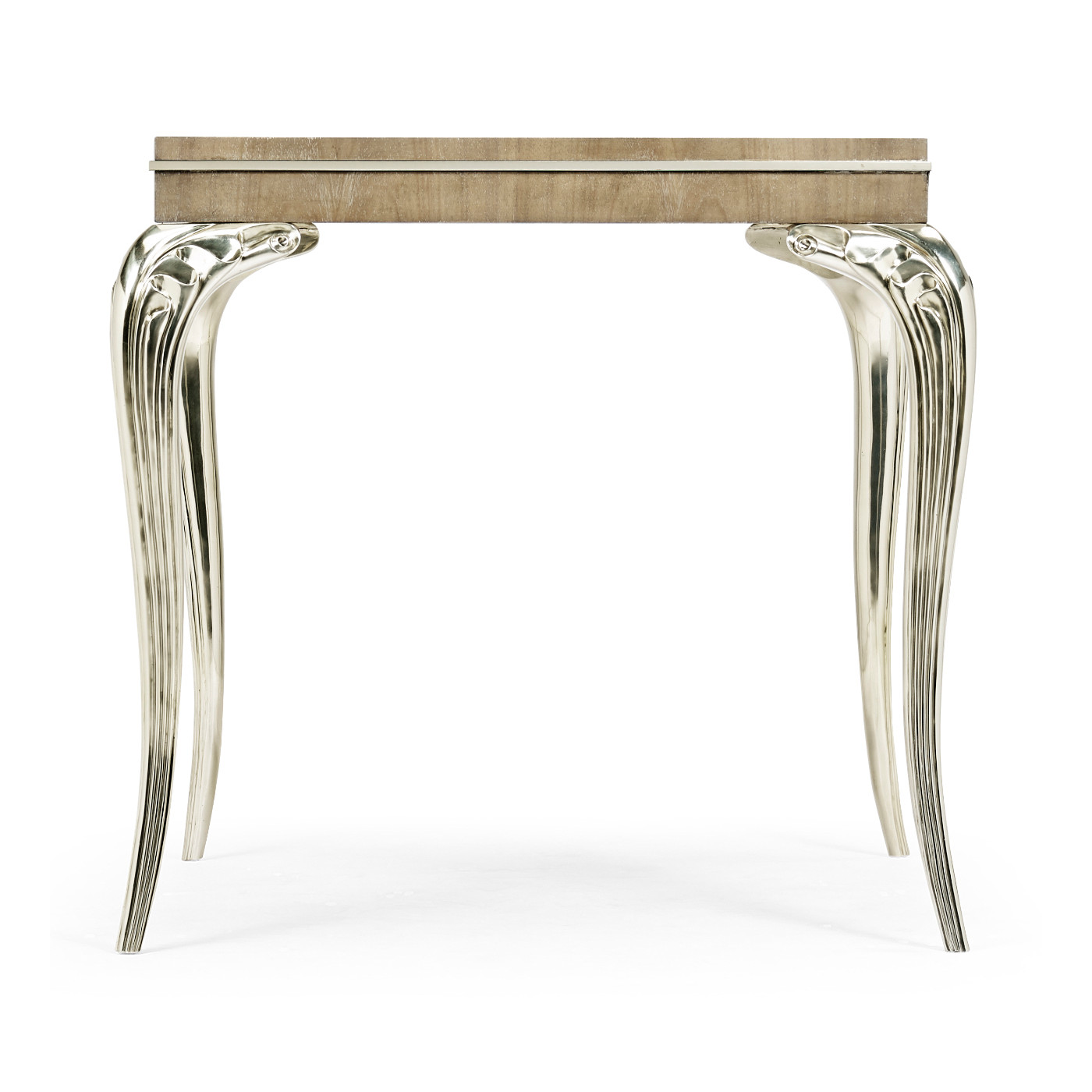 Square Rivoli Walnut & White Stainless Steel Lamp Table