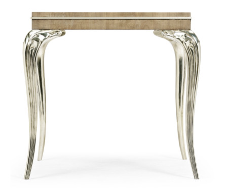 Square Rivoli Walnut & White Stainless Steel Lamp Table