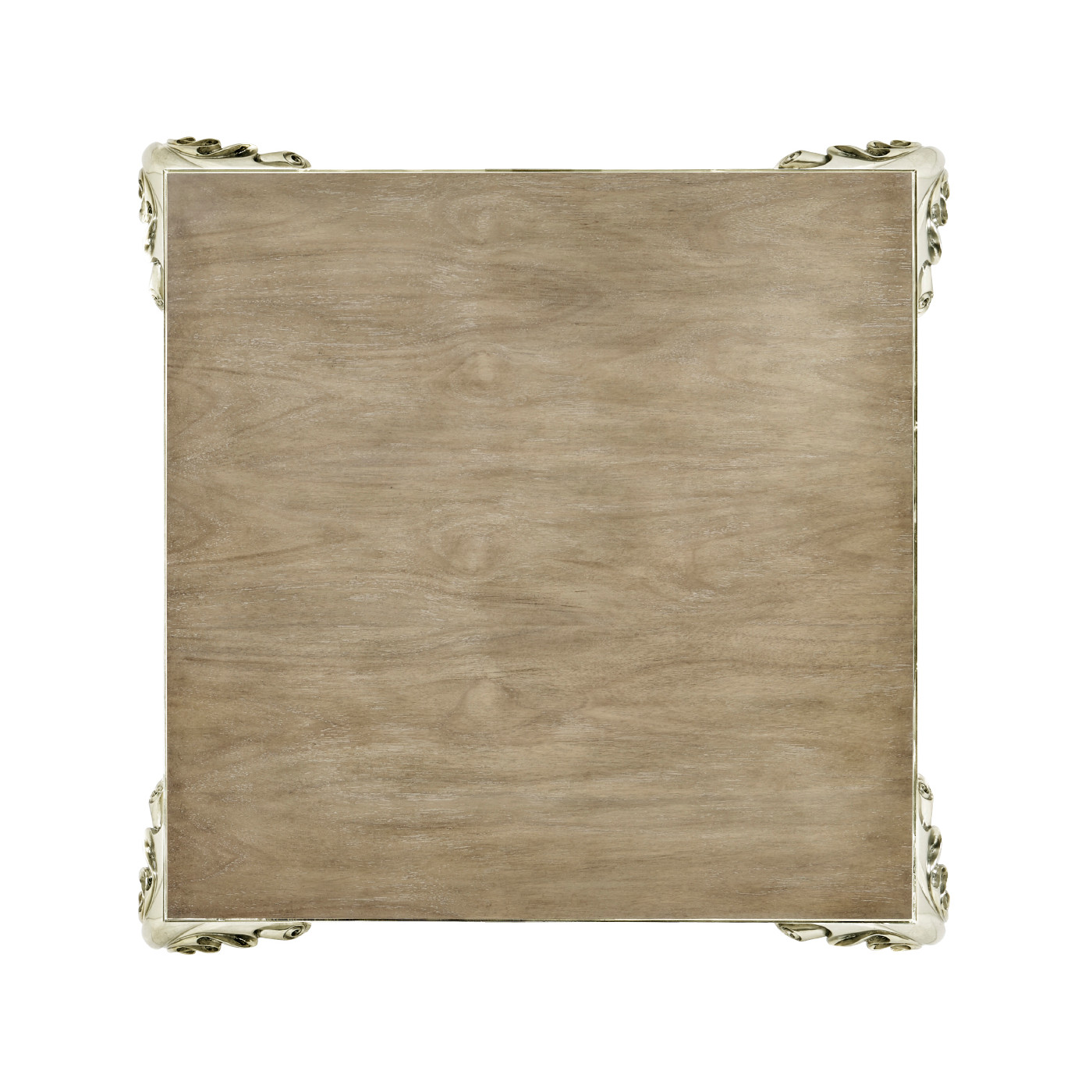 Square Rivoli Walnut & White Stainless Steel Lamp Table