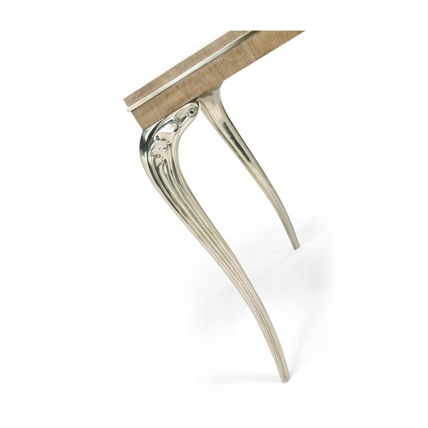 Square Rivoli Walnut & White Stainless Steel Lamp Table