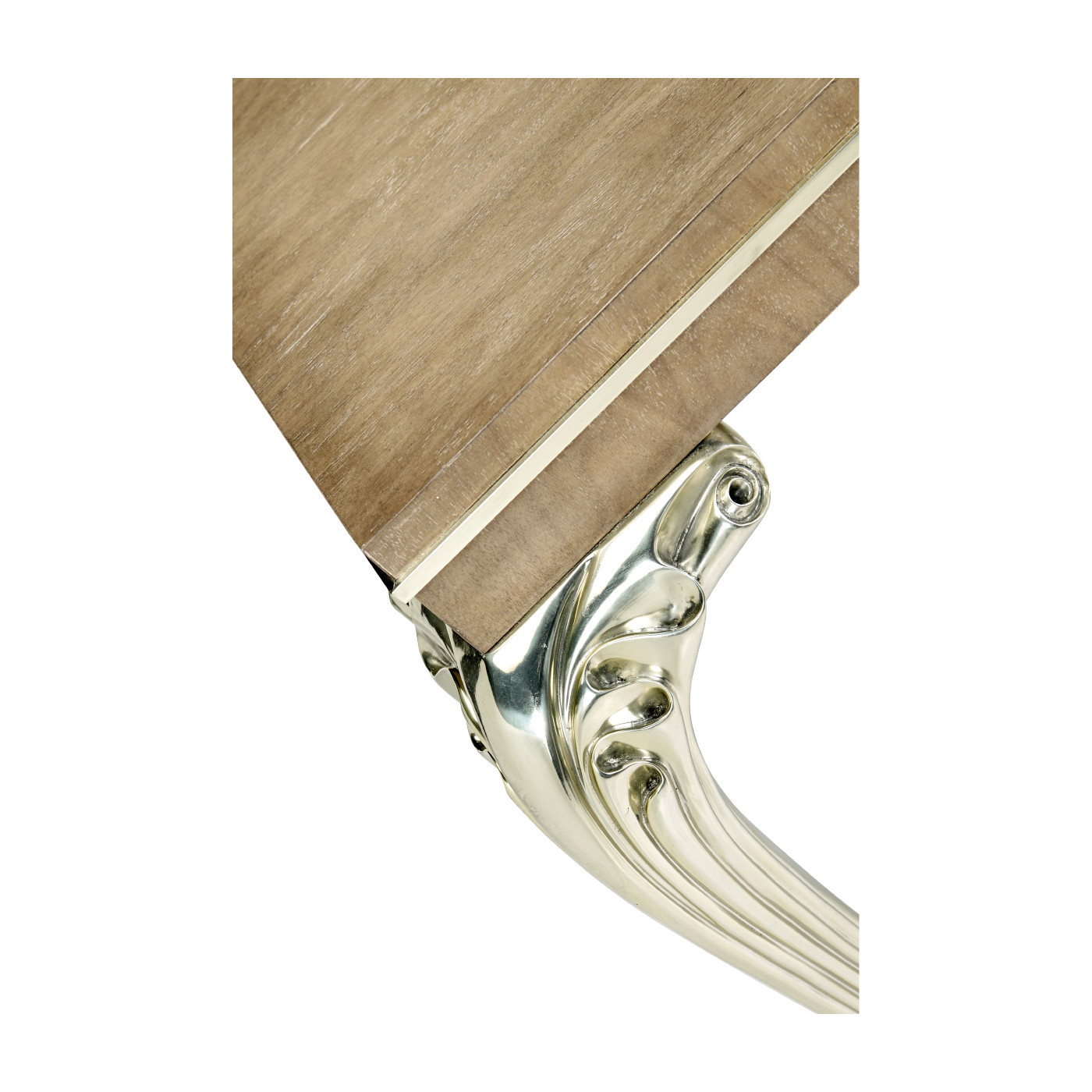 Square Rivoli Walnut & White Stainless Steel Lamp Table