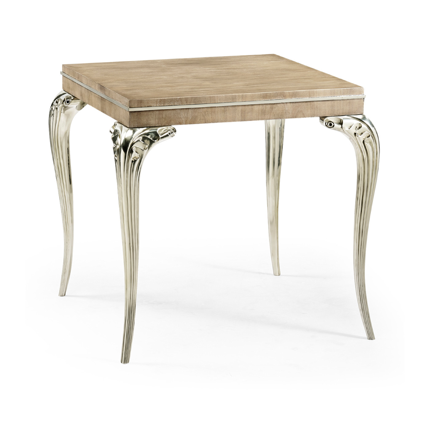 Square Rivoli Walnut & White Stainless Steel Lamp Table
