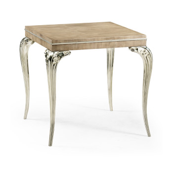 Square Rivoli Walnut & White Stainless Steel Lamp Table