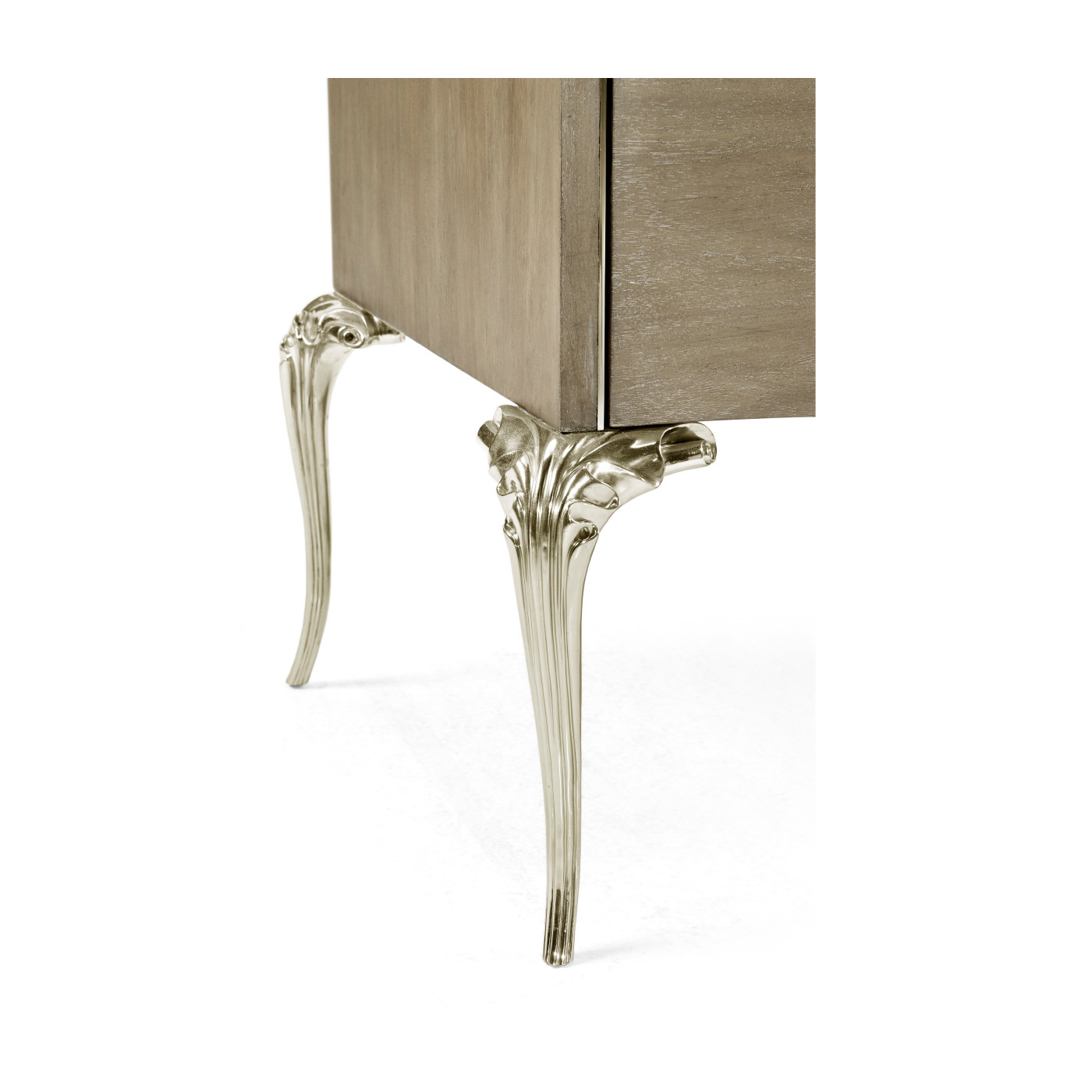 Rivoli Walnut & White Stainless Steel Dresser with Nine Drawers