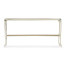 Narrow Rivoli Walnut & White Stainless Steel Console Table with Clear Glass Top