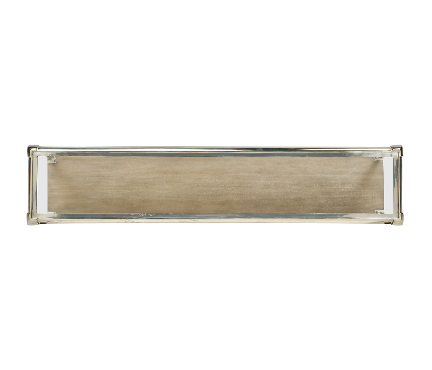 Narrow Rivoli Walnut & White Stainless Steel Console Table with Clear Glass Top
