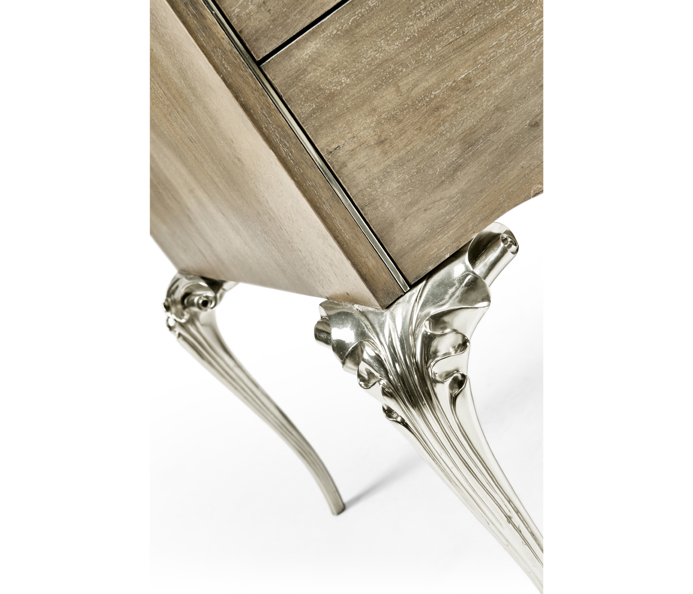 Rivoli Walnut & White Stainless Steel Nightstand