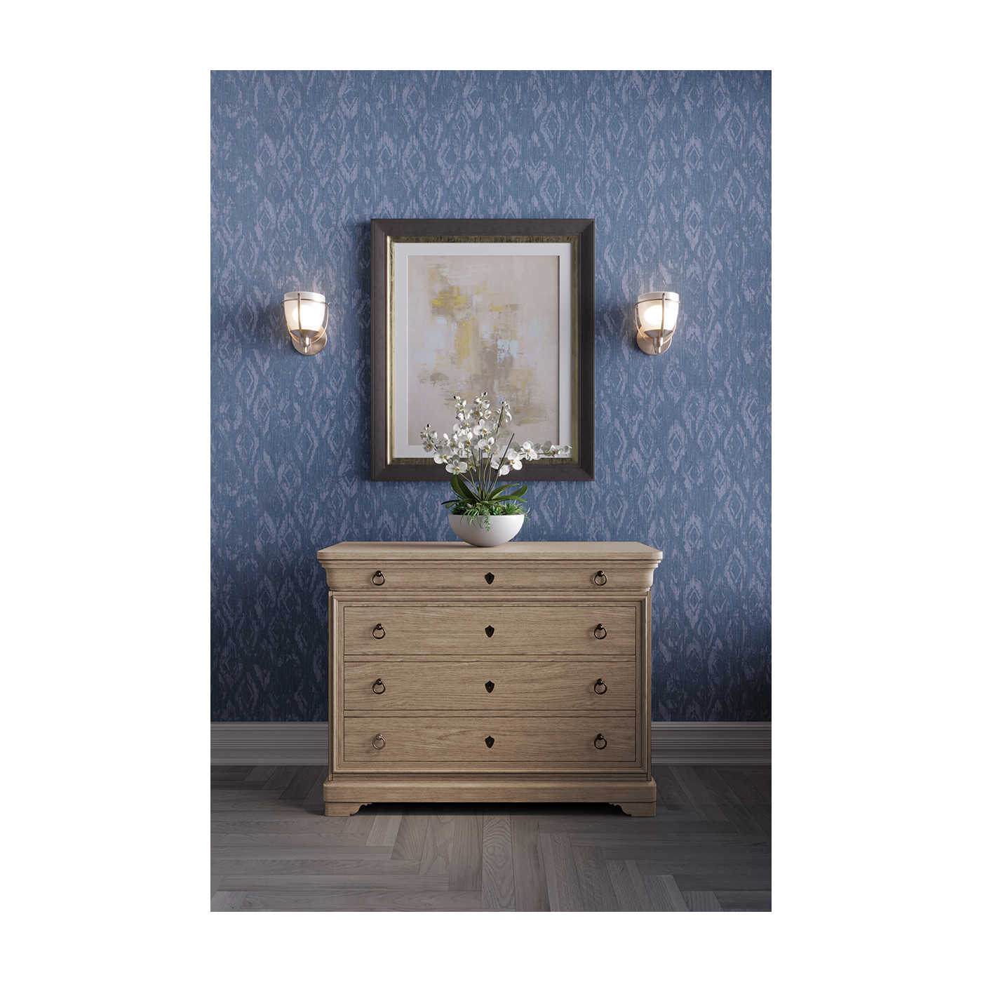 Entropy Louis Phillipe Drawer Chest - Stripped Chestnut