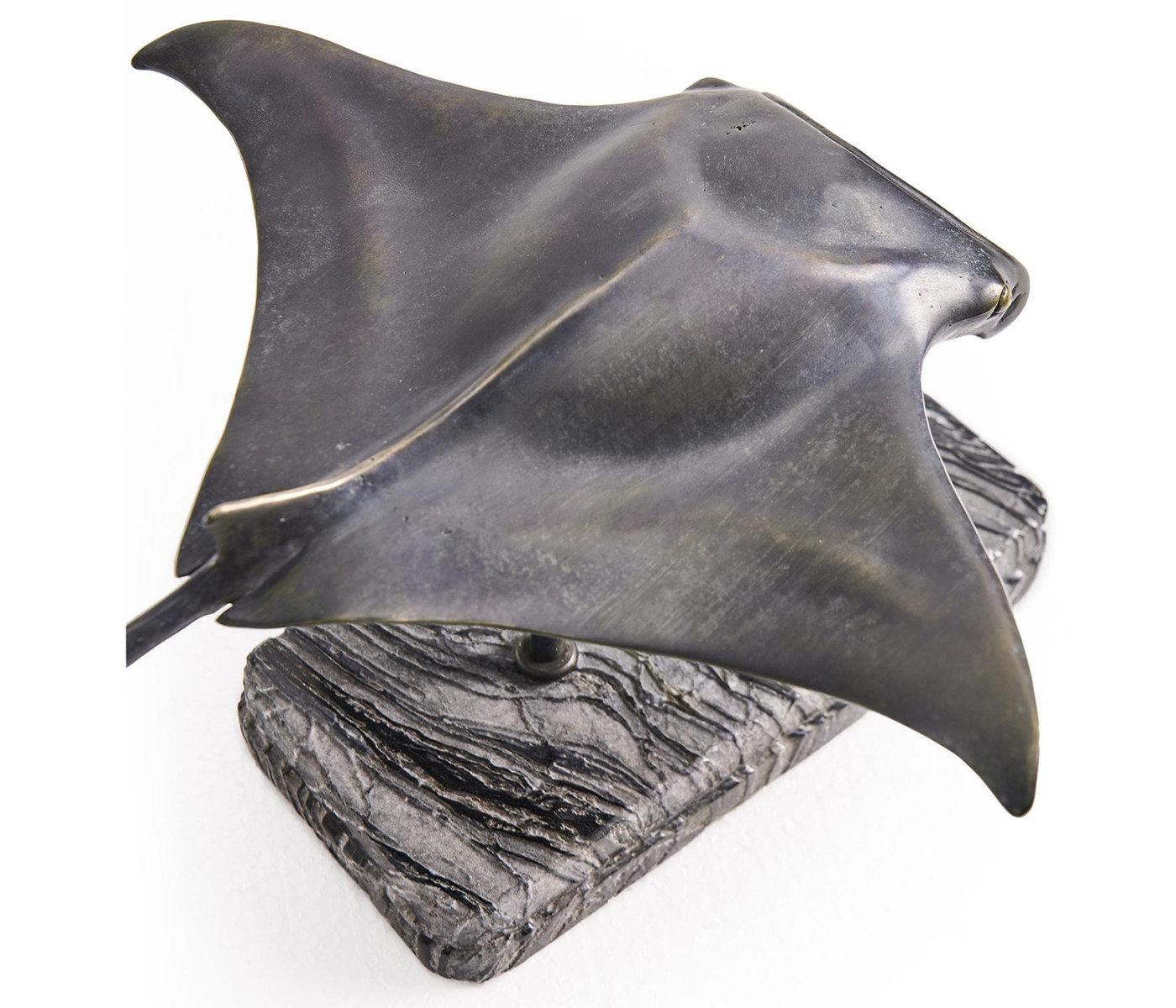 Manta Ray Bronze Statue with Marble Base