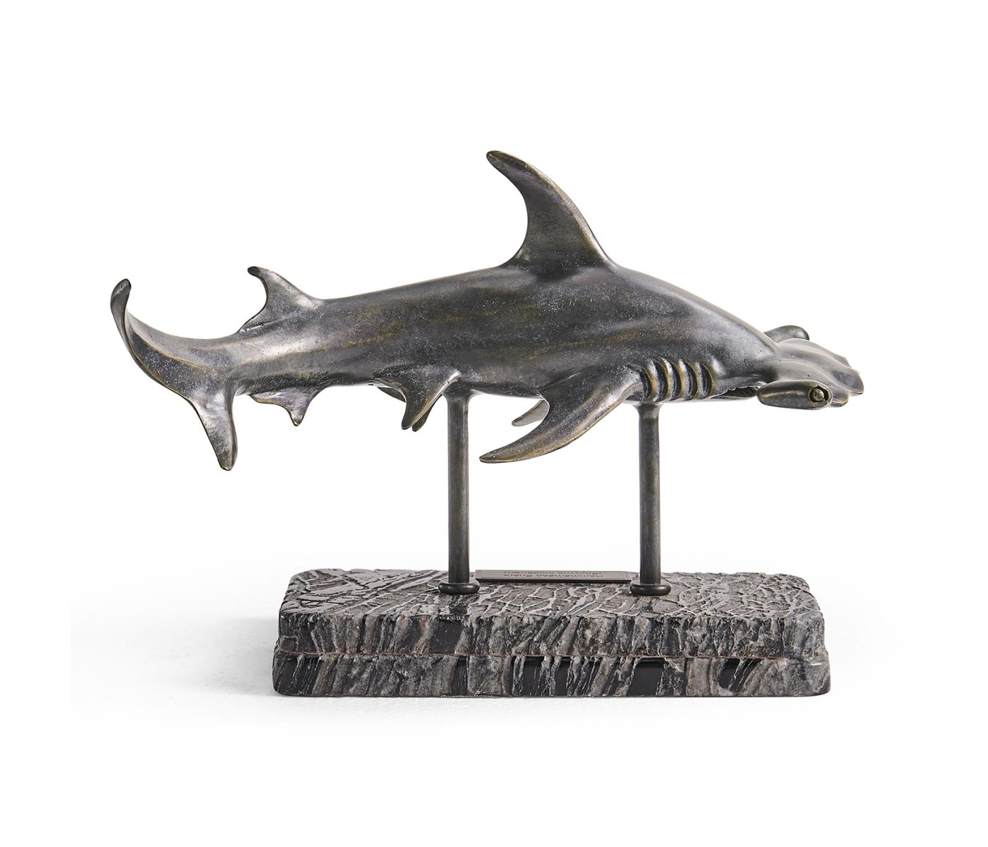 Arc Hammerhead Shark Bronze Statue with Marble Base