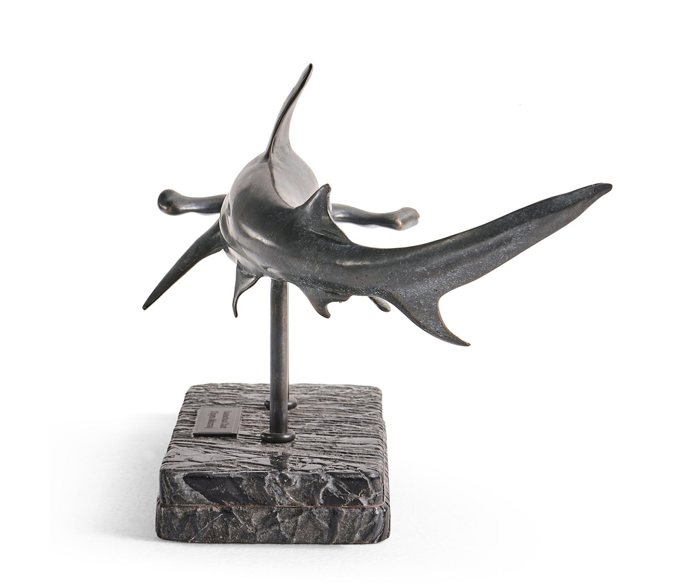 Arc Hammerhead Shark Bronze Statue with Marble Base