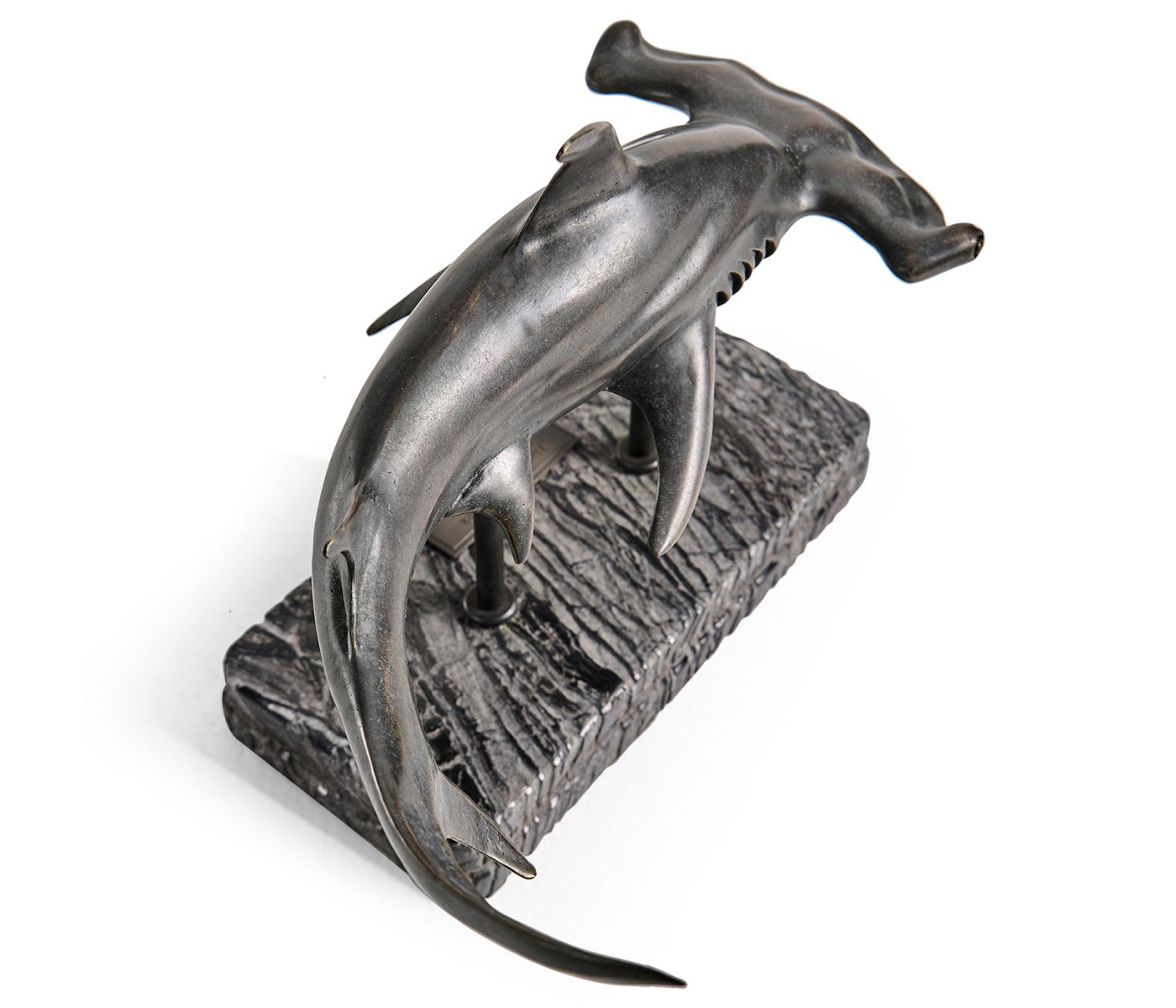 Arc Hammerhead Shark Bronze Statue with Marble Base
