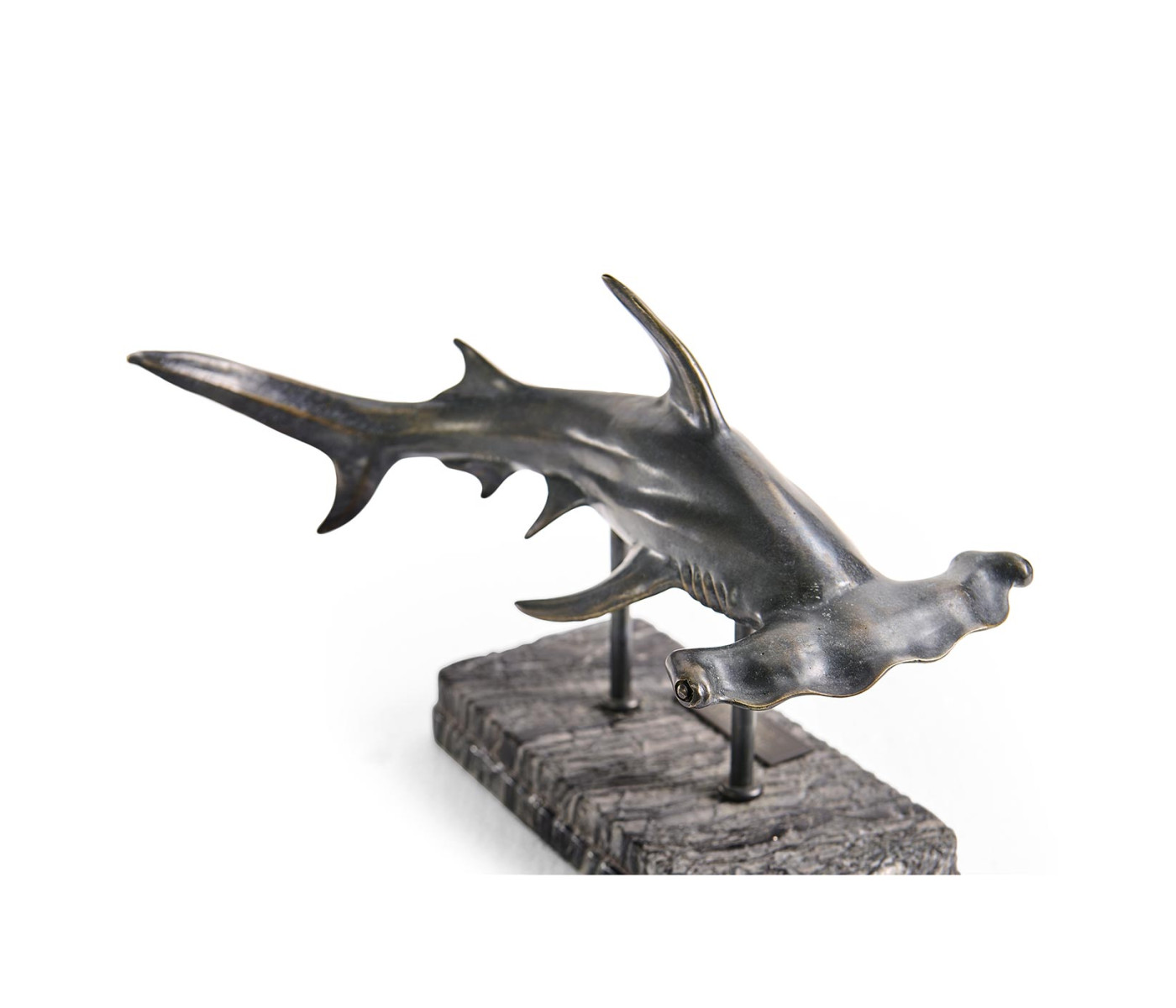 Arc Hammerhead Shark Bronze Statue with Marble Base