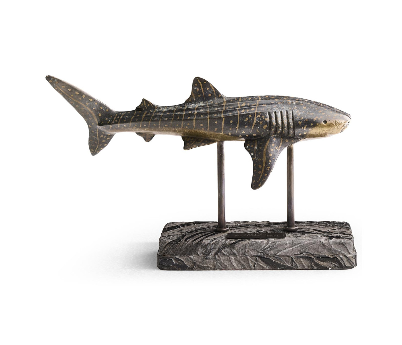 Whale Shark Bronze Statue with Marble Base