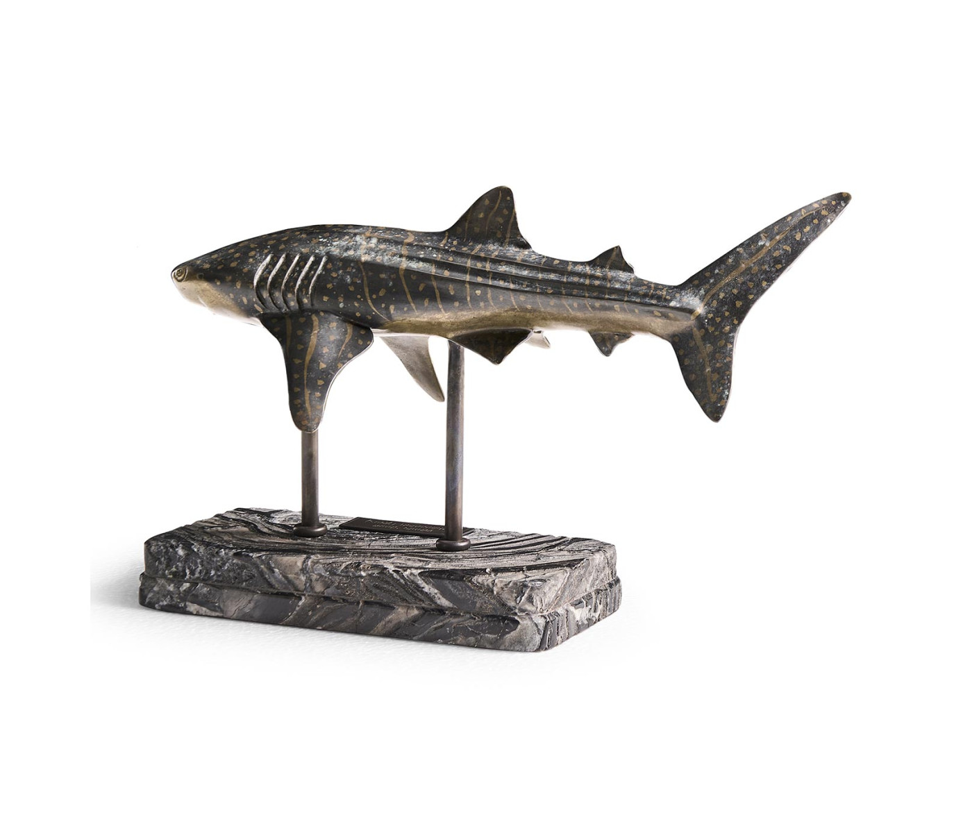 Whale Shark Bronze Statue with Marble Base