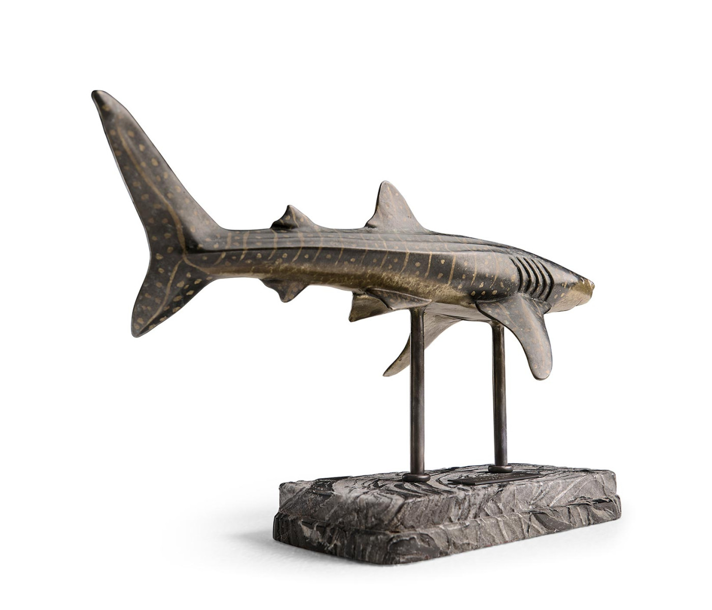Whale Shark Bronze Statue with Marble Base
