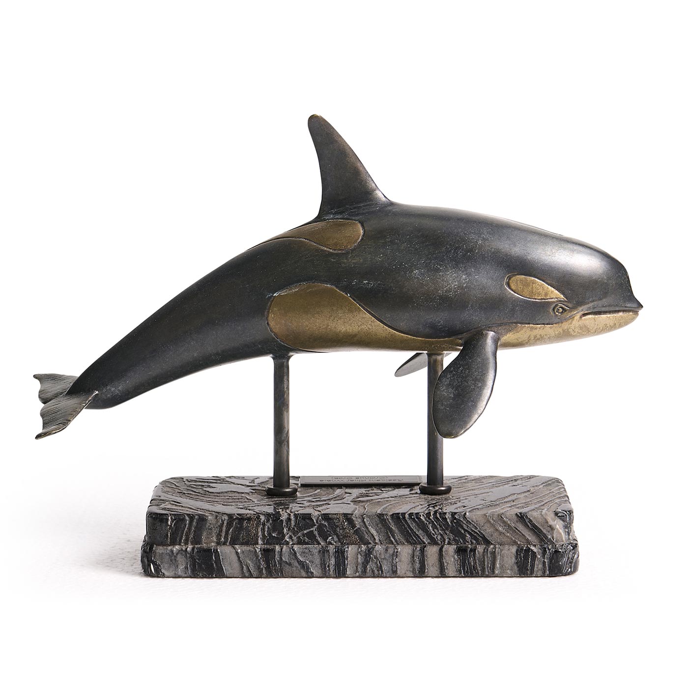 Killer Whale Bronze Statue with Marble Base