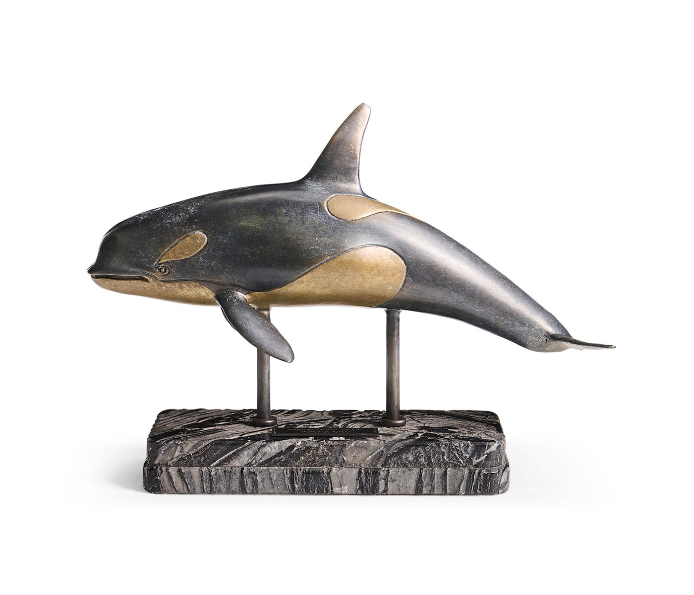 Killer Whale Bronze Statue with Marble Base