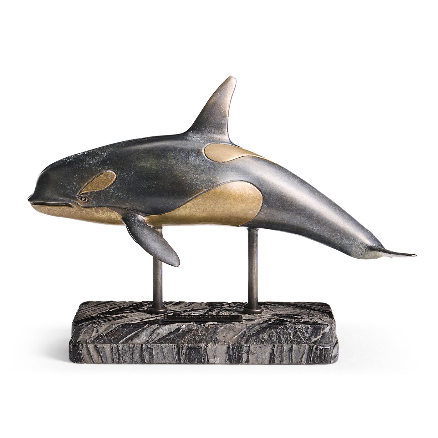 Killer Whale Bronze Statue with Marble Base