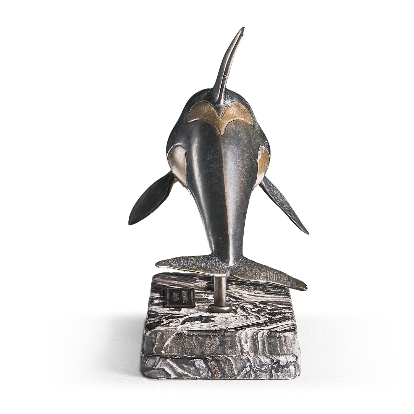 Killer Whale Bronze Statue with Marble Base